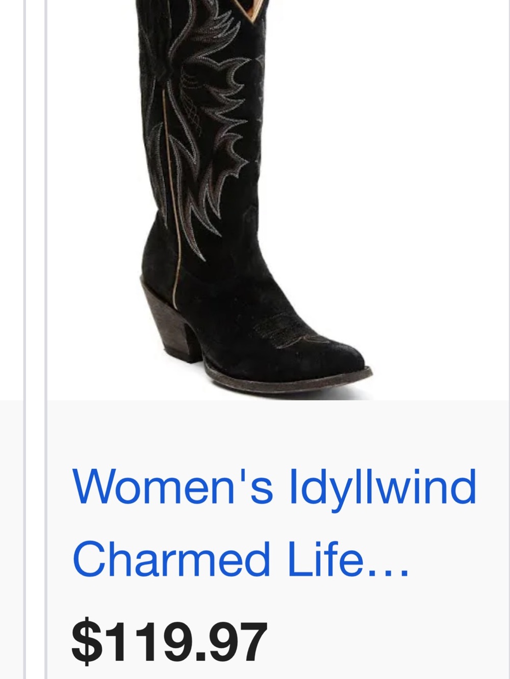 Idyllwind Black Suede Western Heeled Cowboy Boots